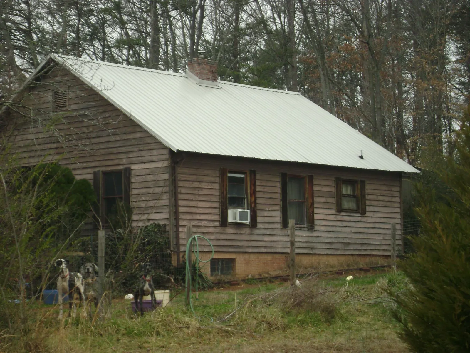 White metal roof on an old wood sided farmhouse, from a Asphalt Shingle Roof Repair job in West Hartford